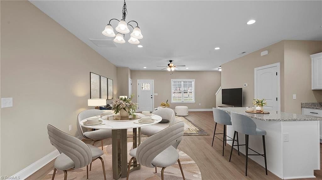 Staged dining and kitchen