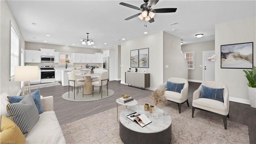 Open-concept living and dining