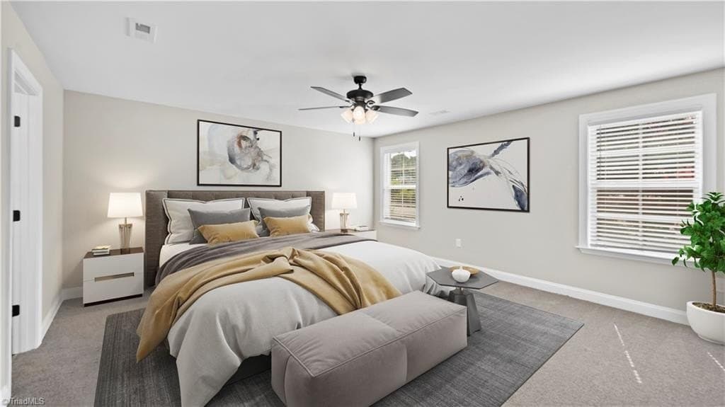 Staged primary bedroom