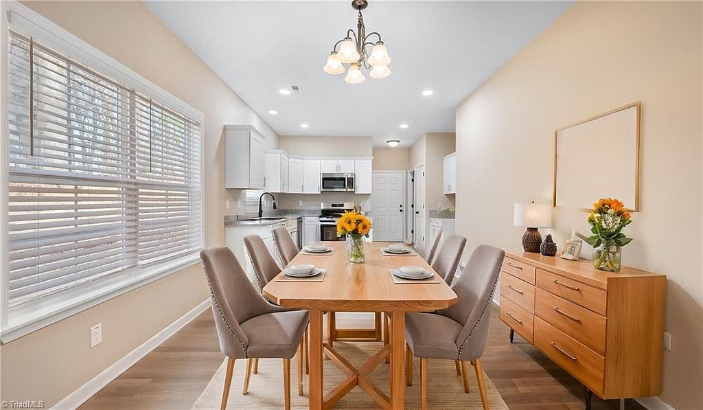 Staged dining and kitchen