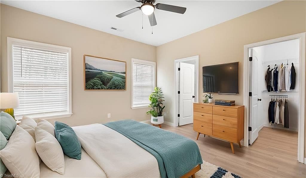 Staged primary bedroom
