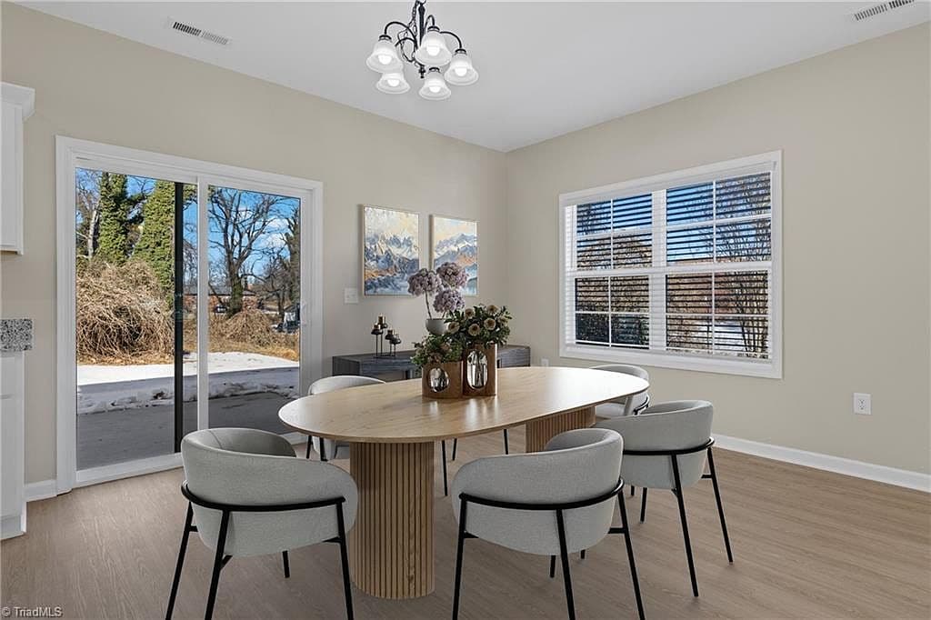 Staged dining area