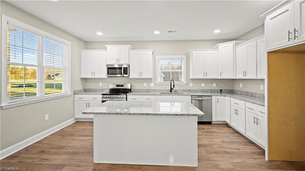 Kitchen wide angle with stainless appliances