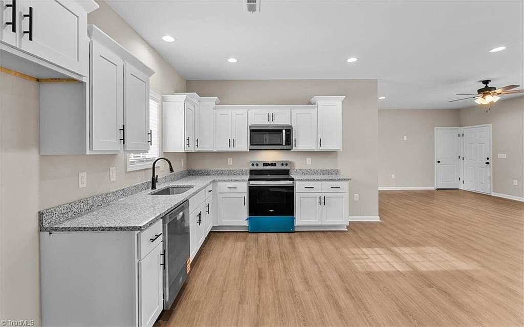 Kitchen with island view